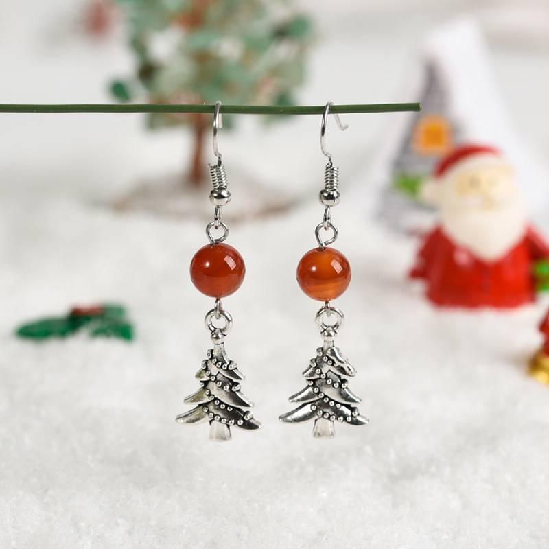 Christmas Tree Crystal Bead Earrings