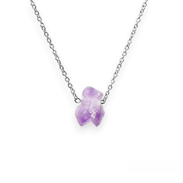 Natural Amethyst Flower Pendant Necklace