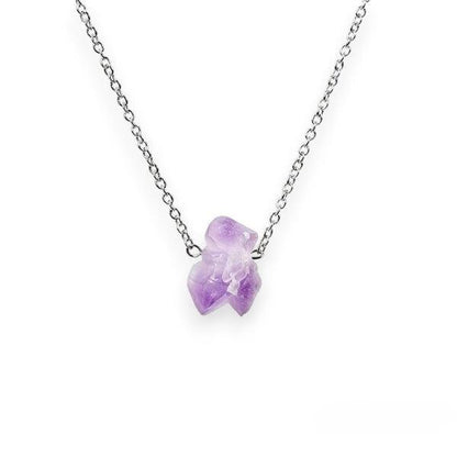 Natural Amethyst Flower Pendant Necklace