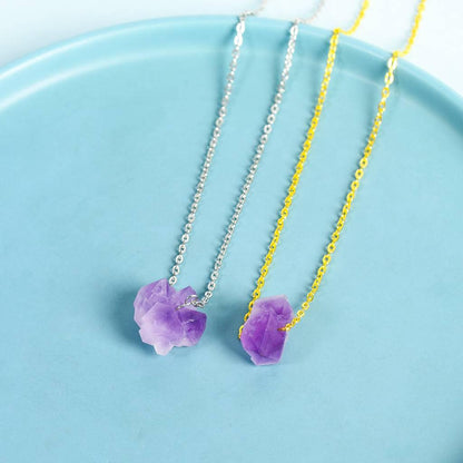 Natural Amethyst Flower Pendant Necklace