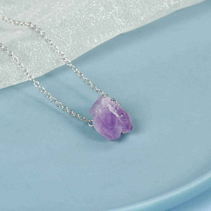 Natural Amethyst Flower Pendant Necklace