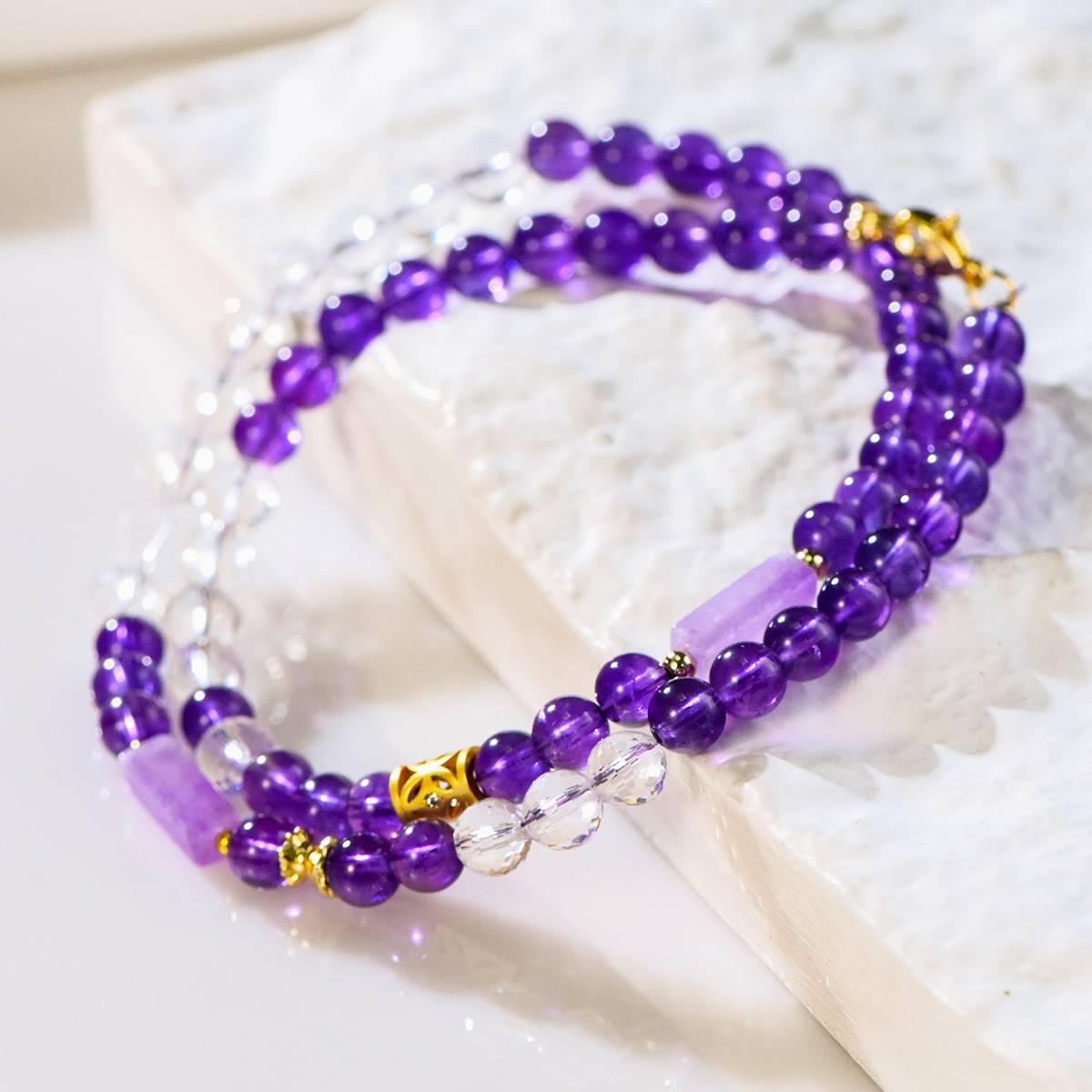 Premium Amethyst & White Quartz Convertible Necklace & Bracelet