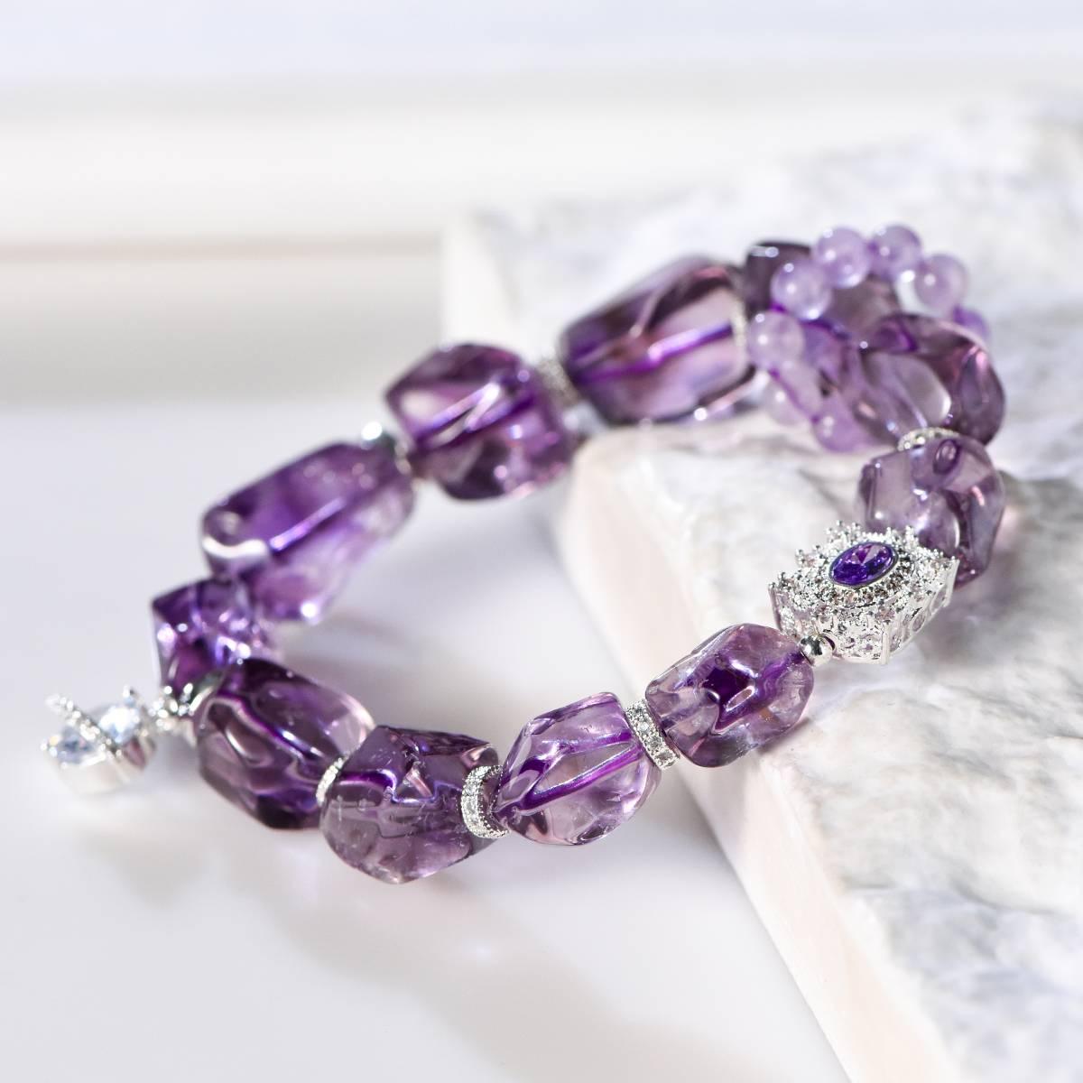 Premium Faceted Amethyst Crystal Bracelet