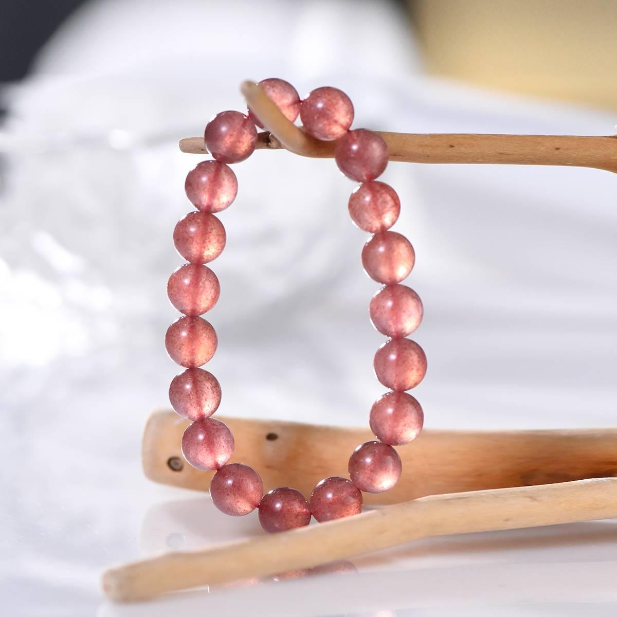 Premium Strawberry Quartz Crystal Bracelet