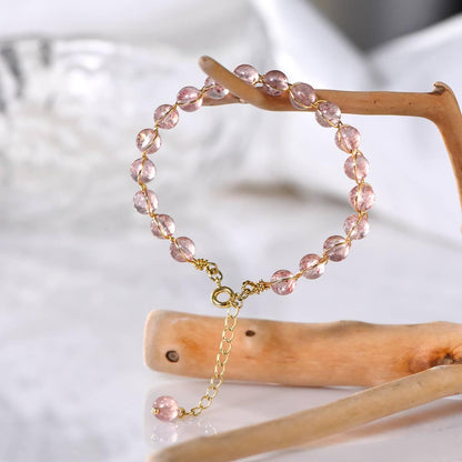 Premium Strawberry Quartz Fortune Bracelet