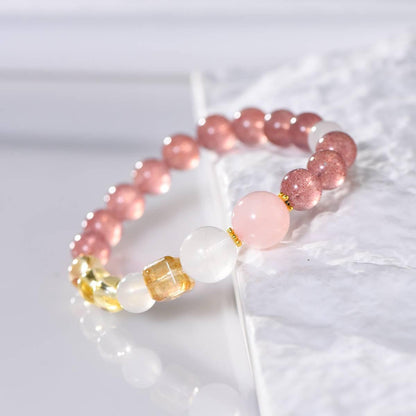 Premium Strawberry Quartz & Yellow Citrine Ice Feel Bracelet