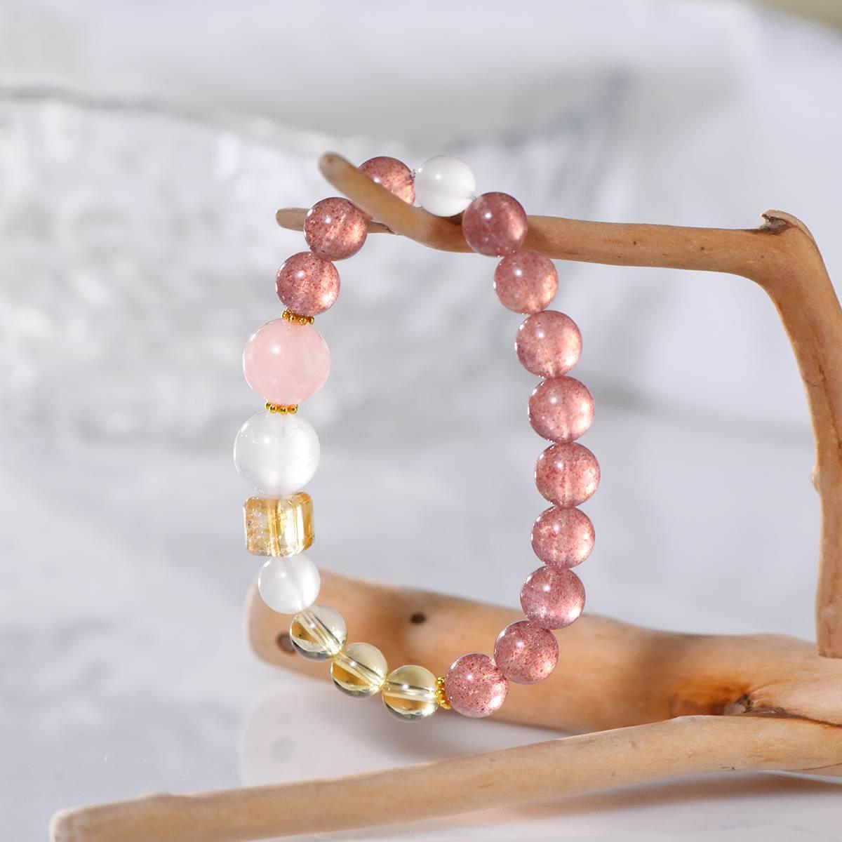 Premium Strawberry Quartz & Yellow Citrine Ice Feel Bracelet