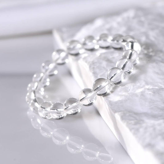 Premium White Quartz Round Bead Bracelet