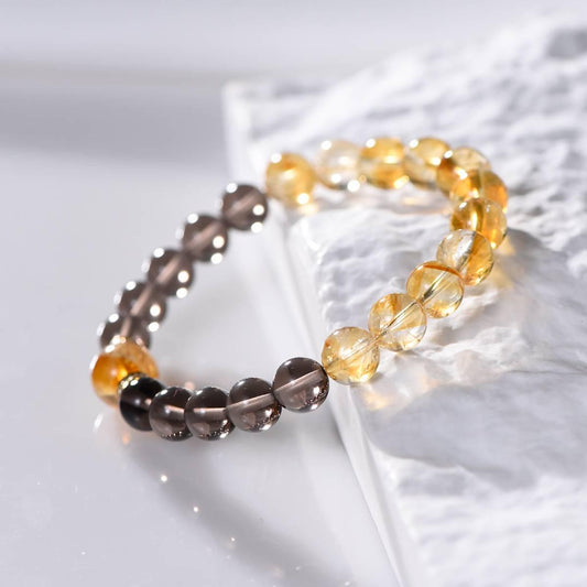 Premium Yellow Agate & Smoky Quartz Bracelet