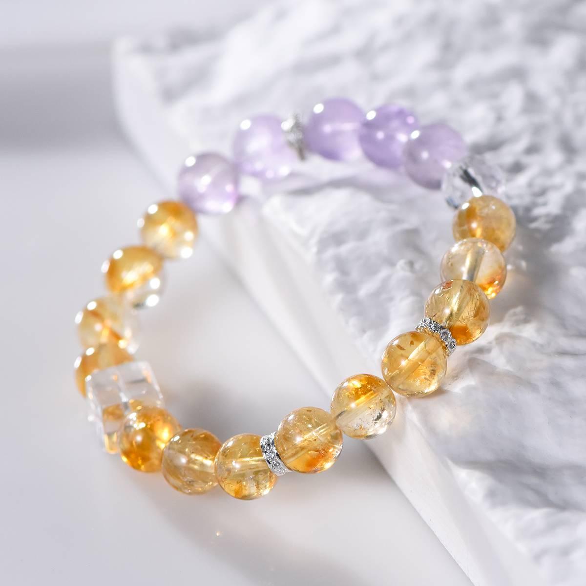 Premium Yellow Amethyst & Lavender Quartz Bracelet