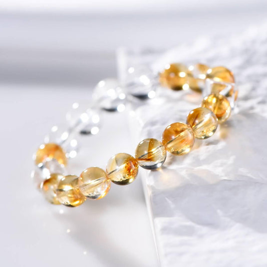 Premium Yellow Citrine & White Quartz Cube Bracelet