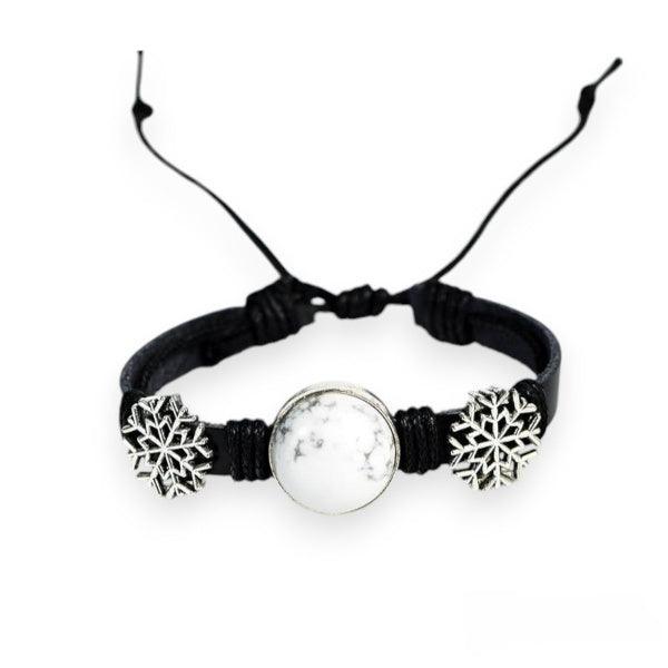 Santa Snowflake Crystal Button Bracelet