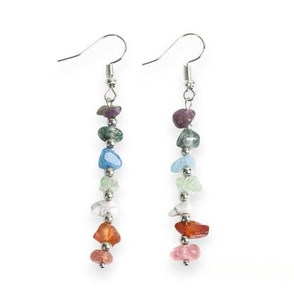 Seven Chakra Chip Stone Dangle Earrings