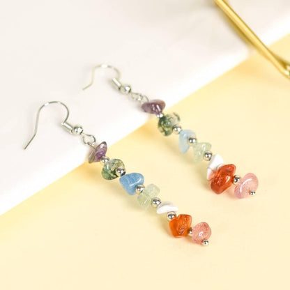 Seven Chakra Chip Stone Dangle Earrings