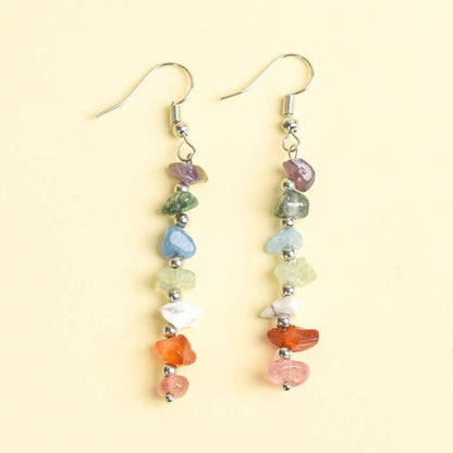 Seven Chakra Chip Stone Dangle Earrings