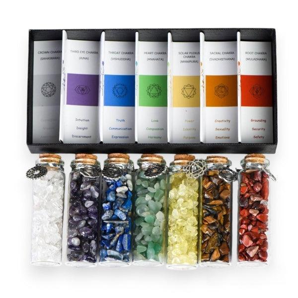 Seven Chakra Crystal Chip Bottle Set