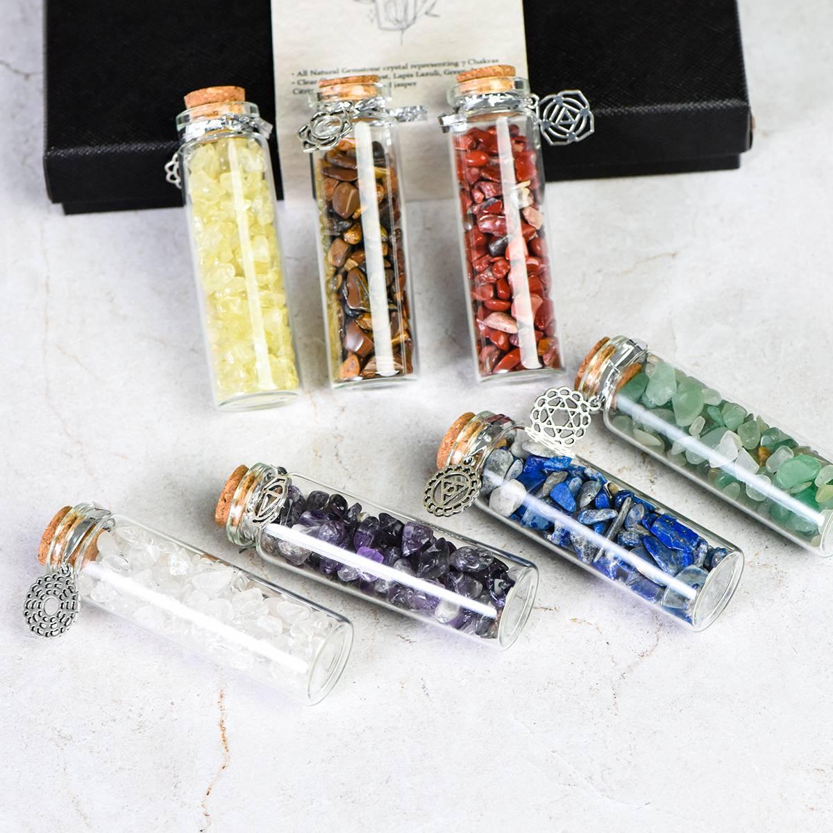 Seven Chakra Crystal Chip Bottle Set