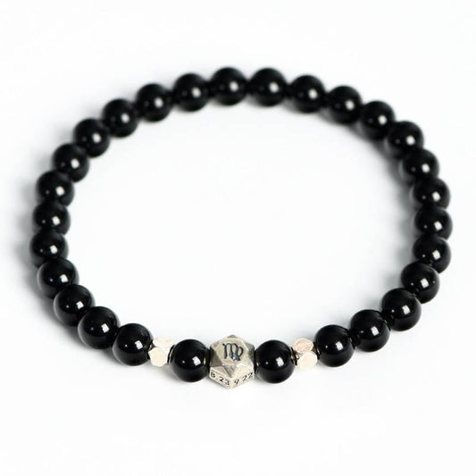 Space - Obsidian Zodiac Star Bead Bracelet