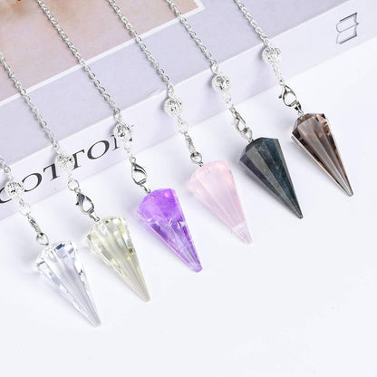 Twelve Faceted Cone Energy Crystal Pendulum