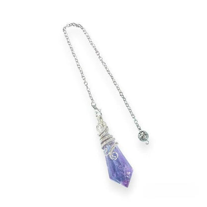 Twelve Faceted Wire-Wrapped Energy Crystal Pendulum