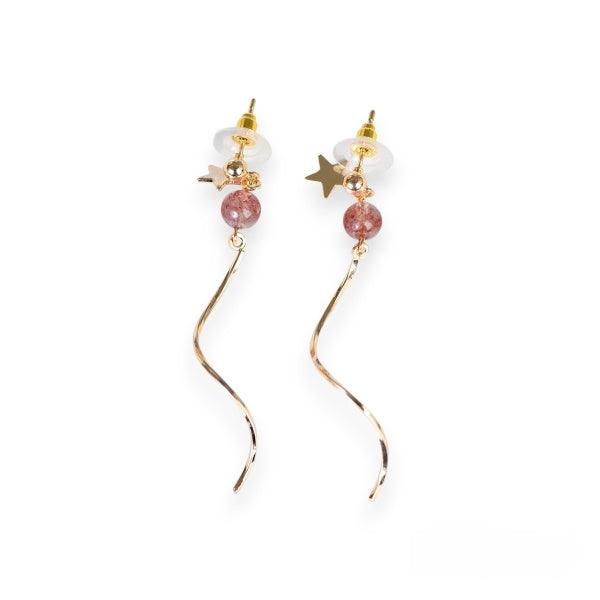 Wavy Star Crystal Dangle Earrings