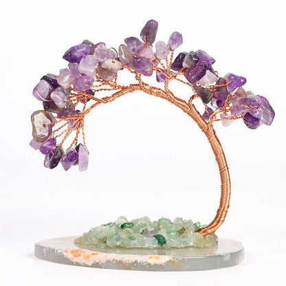 Curved Cypress Agate Base Crystal Tree Decor