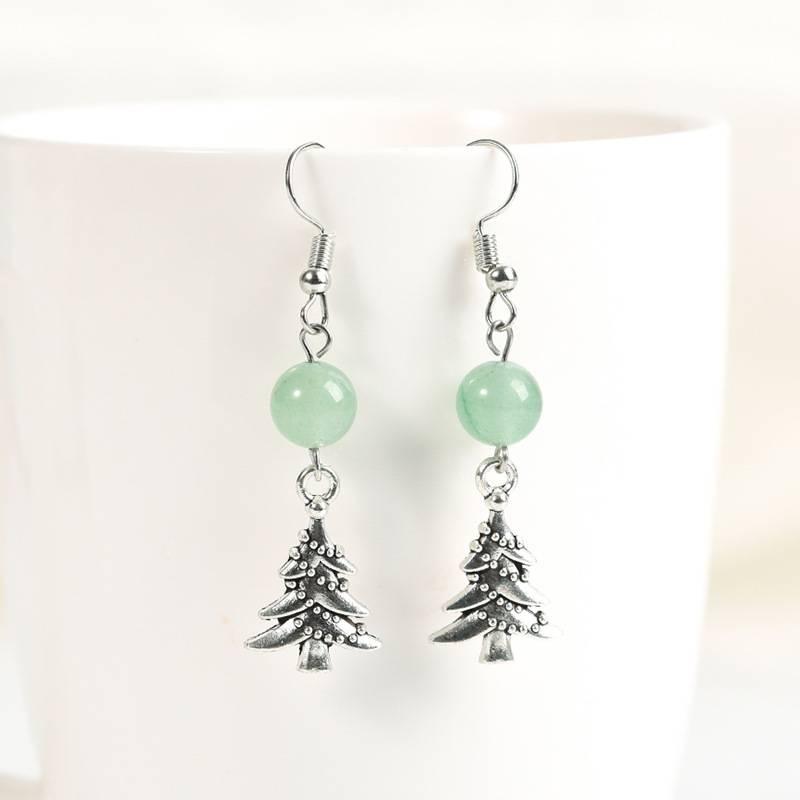 Christmas Tree Crystal Bead Earrings