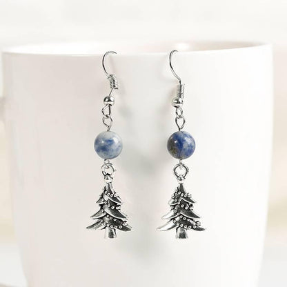 Christmas Tree Crystal Bead Earrings