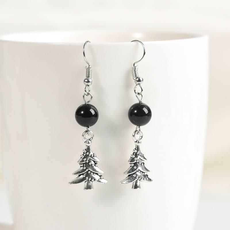 Christmas Tree Crystal Bead Earrings