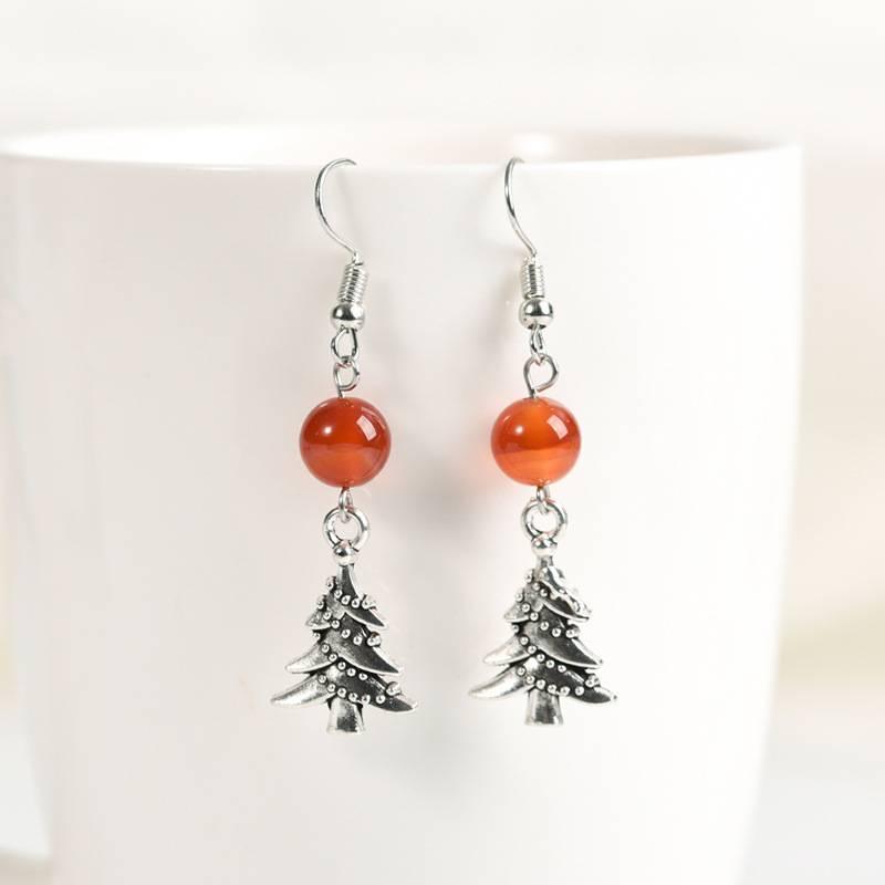 Christmas Tree Crystal Bead Earrings