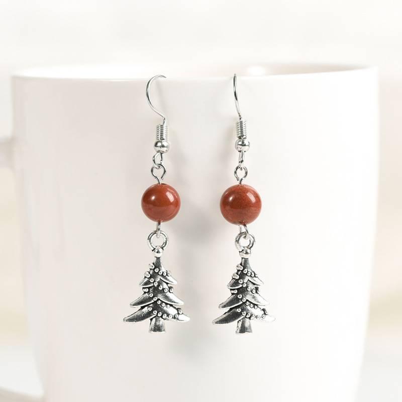 Christmas Tree Crystal Bead Earrings