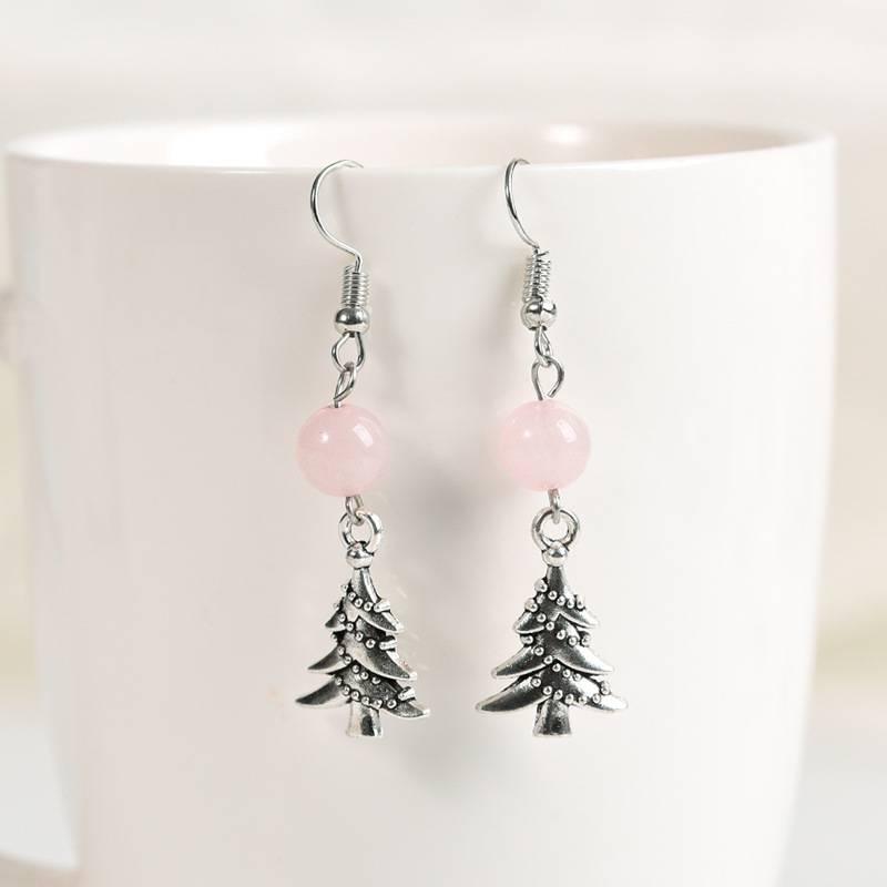 Christmas Tree Crystal Bead Earrings