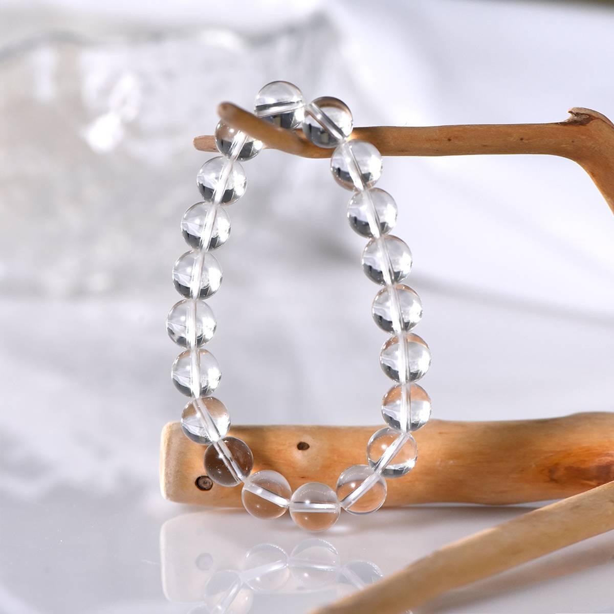 Premium White Quartz Round Bead Bracelet