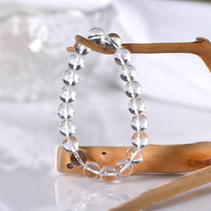 Premium White Quartz Round Bead Bracelet