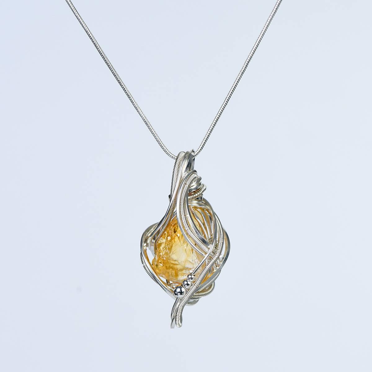 Love at First Sight Crystal Copper Wire-Wrapped Pendant Necklace