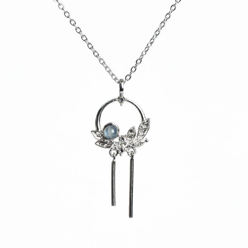 Natural Crystal Dreamcatcher Lotus Pendant Necklace