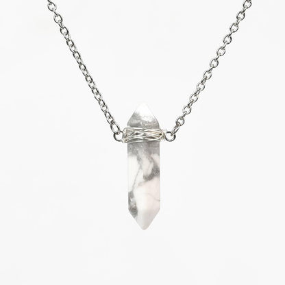 Natural Crystal Double-Terminated Point Wire-Wrapped Pendant Necklace