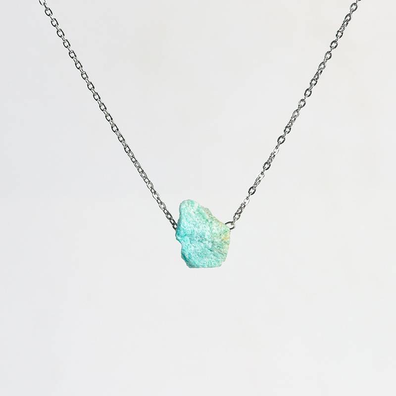 Natural Raw Stone Drilled Pendant Necklace