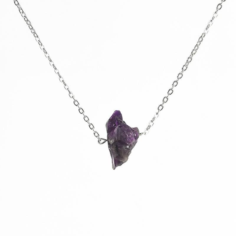 Natural Raw Stone Drilled Pendant Necklace