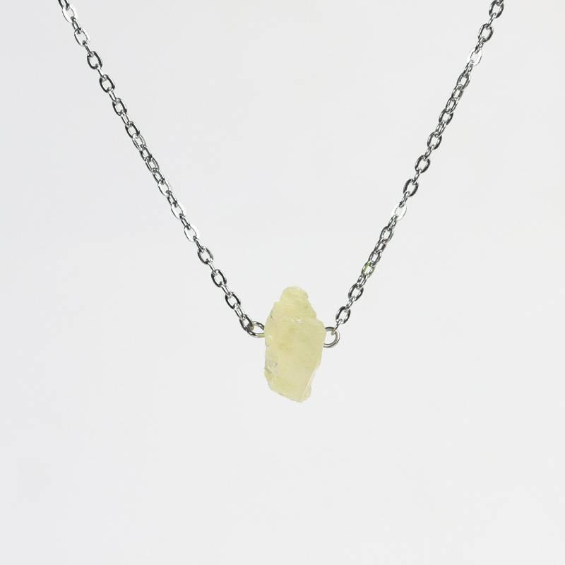 Natural Raw Stone Drilled Pendant Necklace