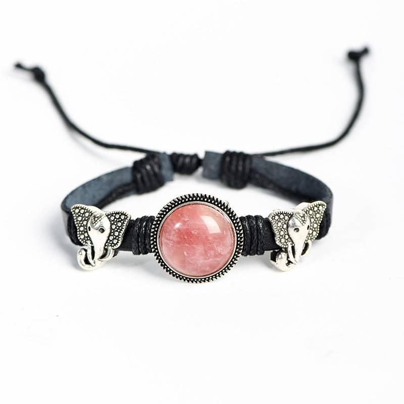 Santa Elephant Crystal Button Bracelet