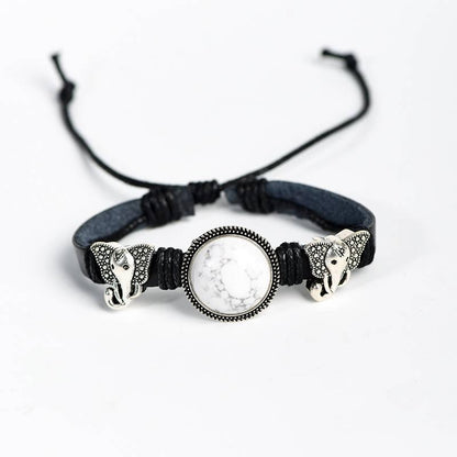 Santa Elephant Crystal Button Bracelet