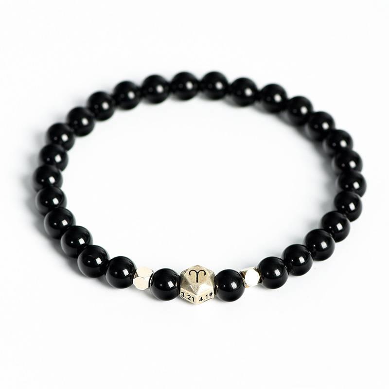 Space - Obsidian Zodiac Star Bead Bracelet