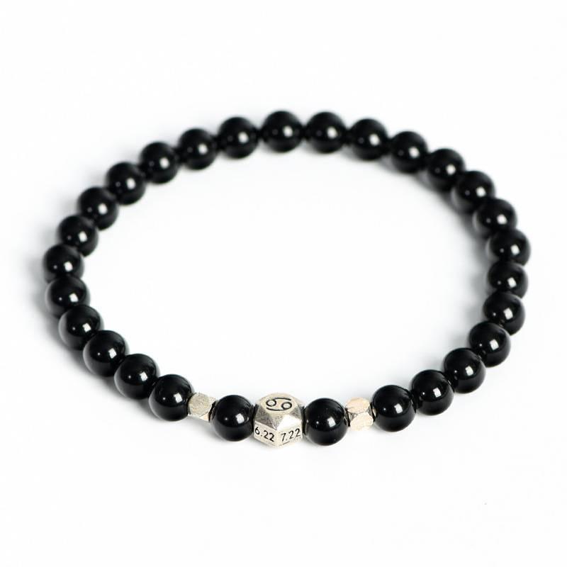 Space - Obsidian Zodiac Star Bead Bracelet