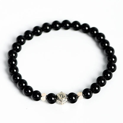 Space - Obsidian Zodiac Star Bead Bracelet