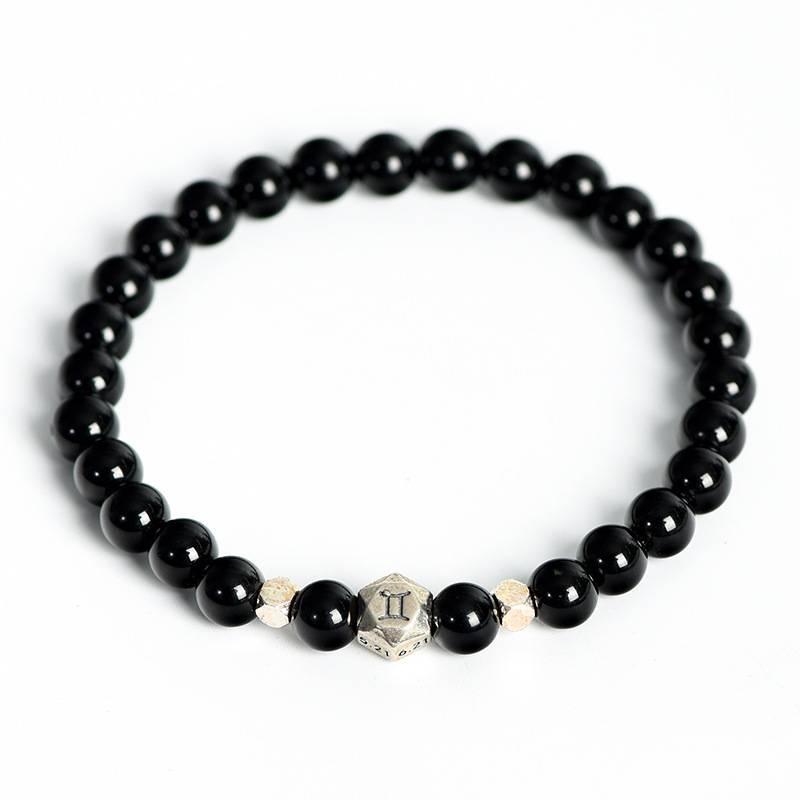 Space - Obsidian Zodiac Star Bead Bracelet