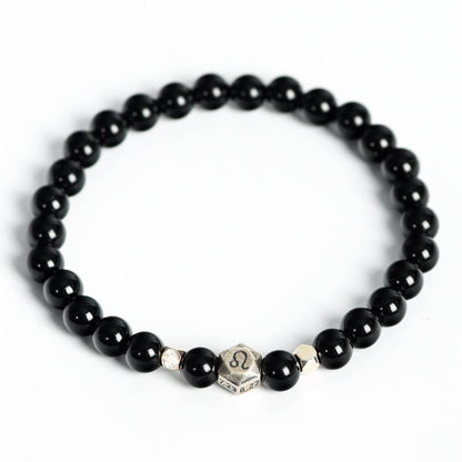 Space - Obsidian Zodiac Star Bead Bracelet