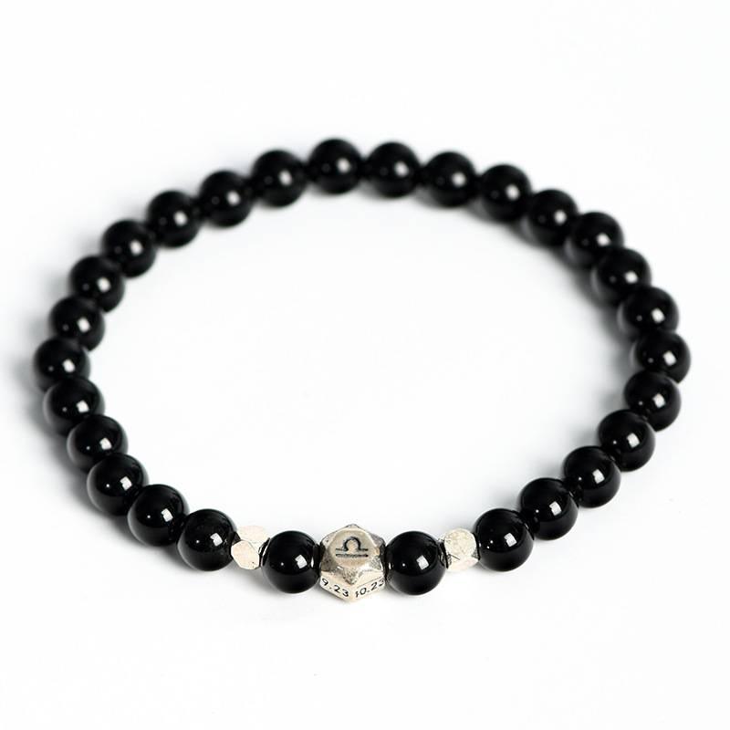 Space - Obsidian Zodiac Star Bead Bracelet