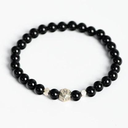 Space - Obsidian Zodiac Star Bead Bracelet