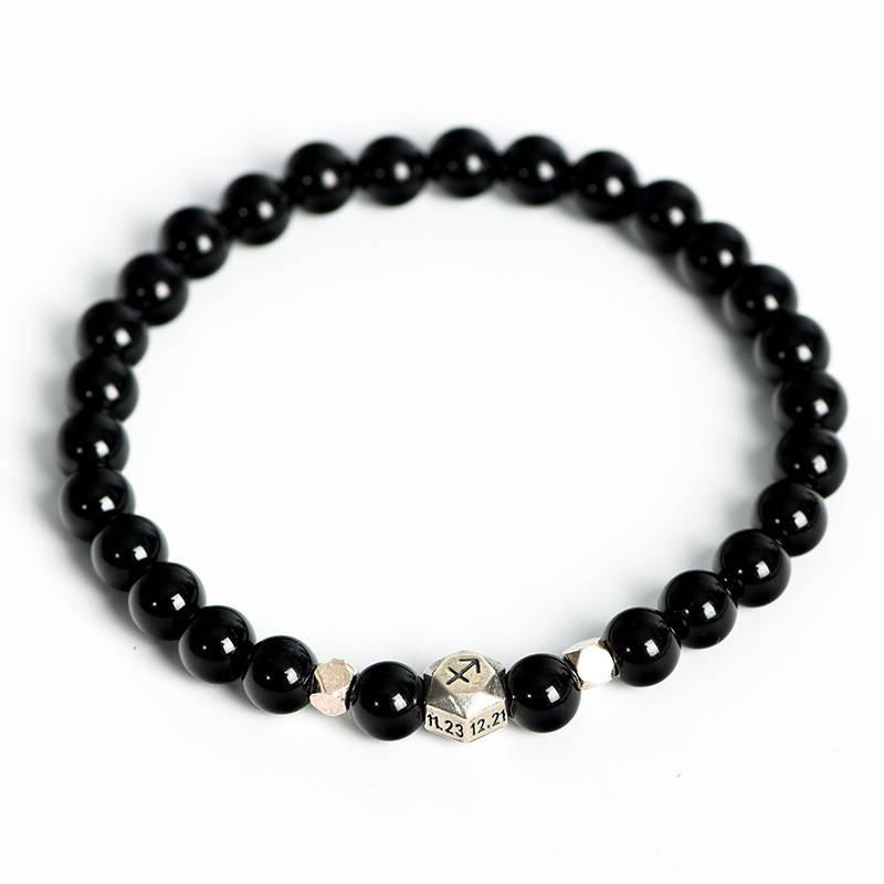 Space - Obsidian Zodiac Star Bead Bracelet